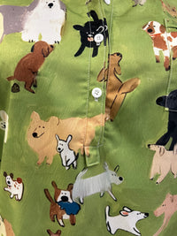 Green Dog Print 1/2 Button Blouse