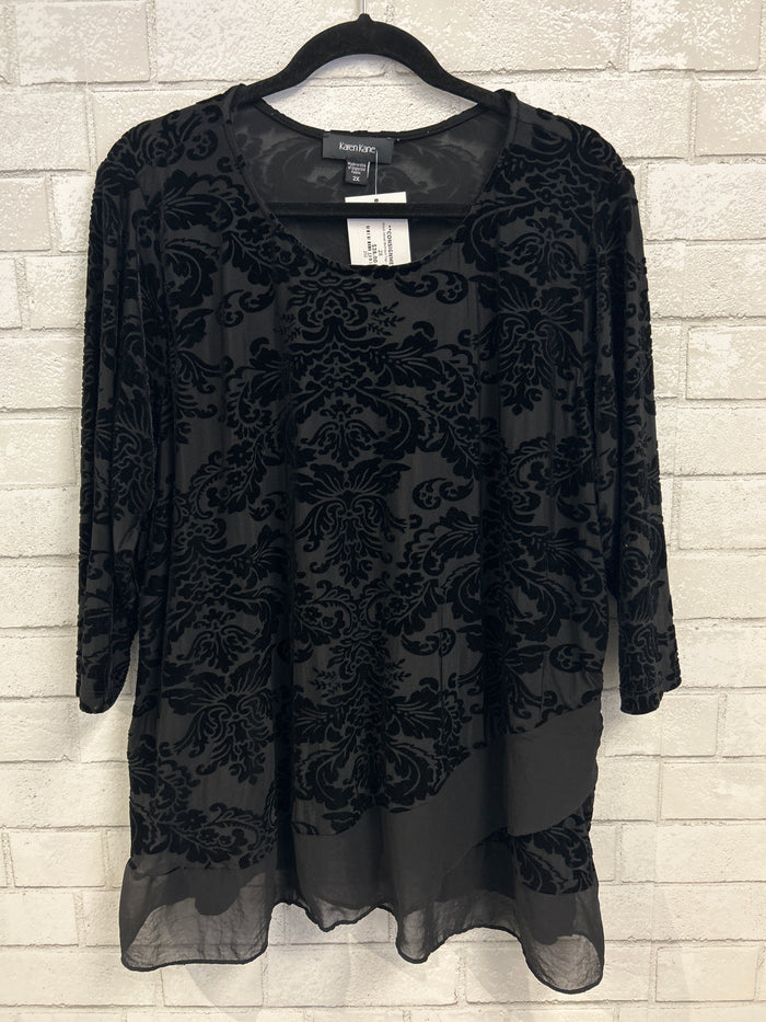 Black Velvet Burnout Top - Karen Kane