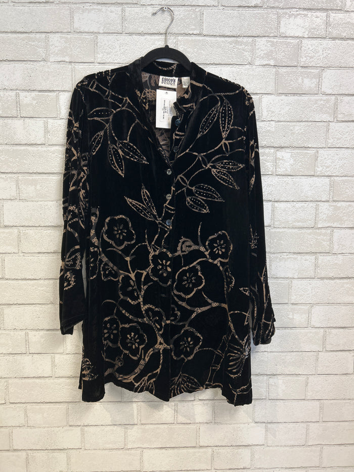 Black Velvet Burnout Button up - Chicos