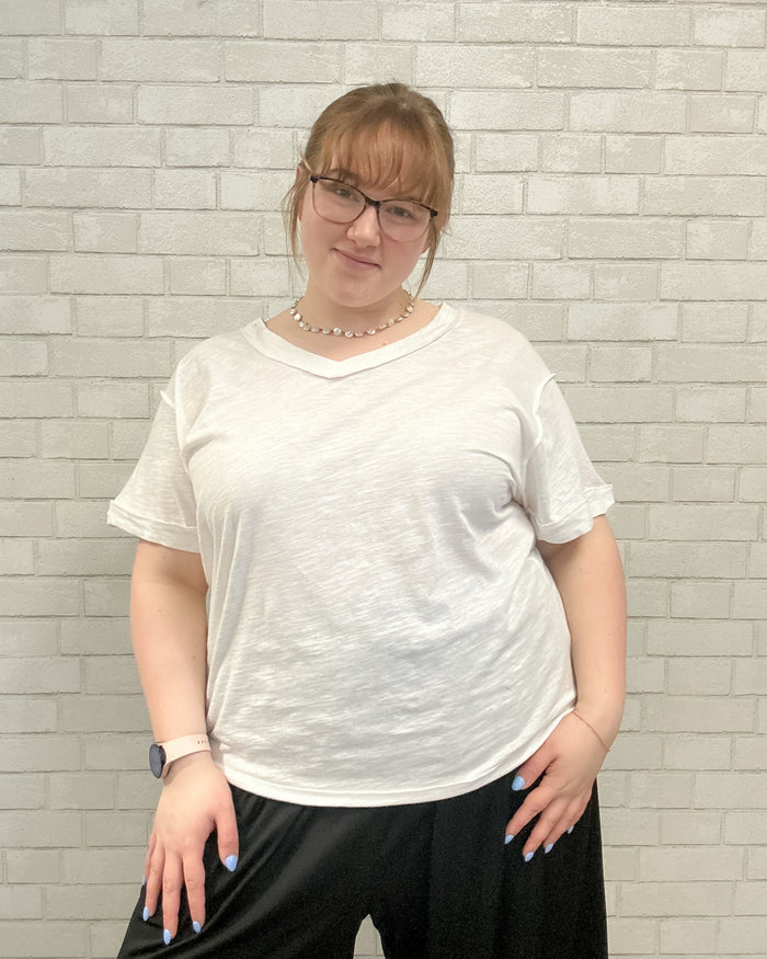 V-Neck Cotton Tee | Ivory