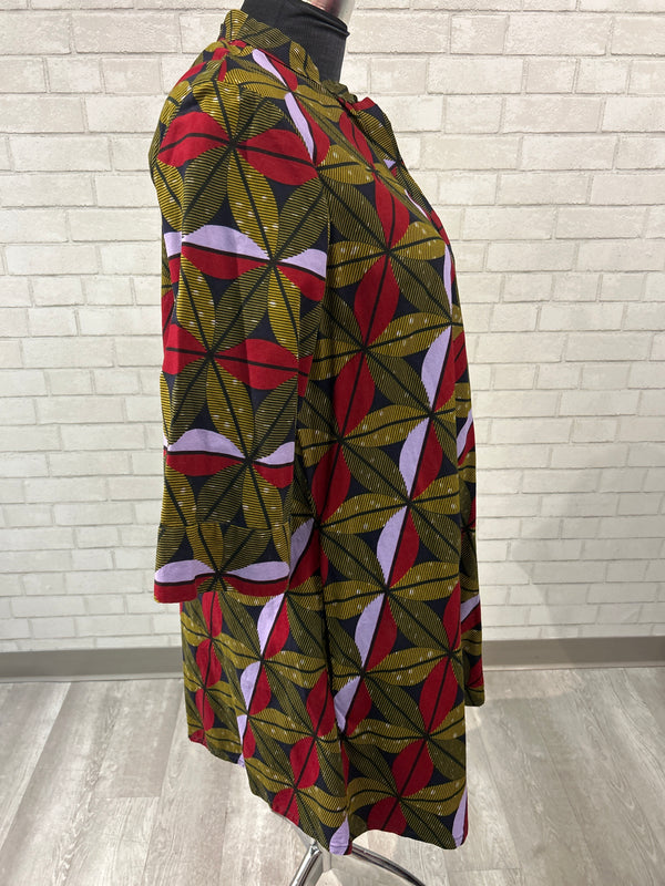 Chartreuse Print Button Front Tunic - Zuri