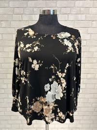 Black Abstract Floral Top - Karen Kane