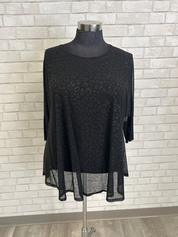 Washed Leopard Mesh Top - Kozan