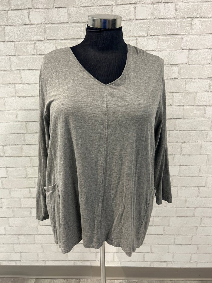 Grey V-Neck Top - J.Jill