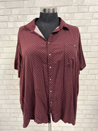 Burgundy Short Sleeve Button Up - Batik Bay