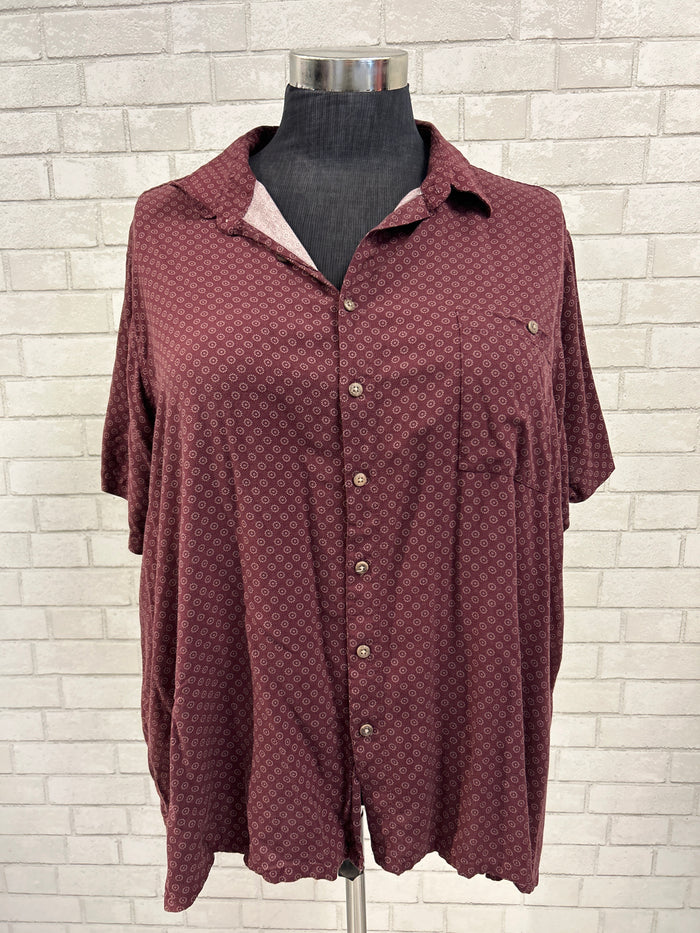 Burgundy Short Sleeve Button Up - Batik Bay