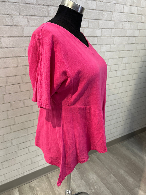 Pink Gauze V-Neck - Oh My Gauze!