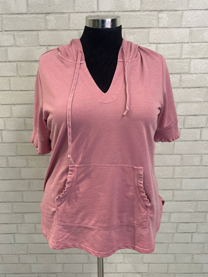 Pink Short Sleeve Hoodie - Jane & Delaney