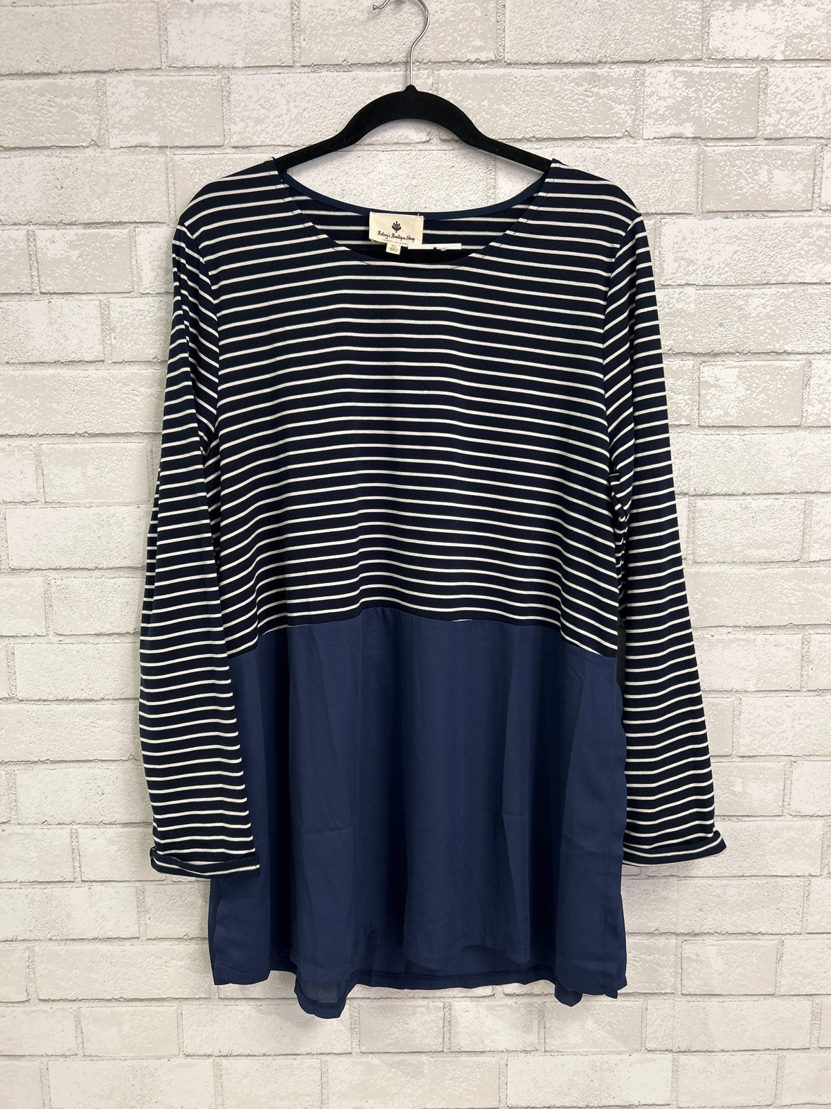 Navy/White Stripe Tunic - Betsy's Boutique Shop