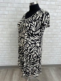 B/W Floral V-Neck Dress - Nicole Miller