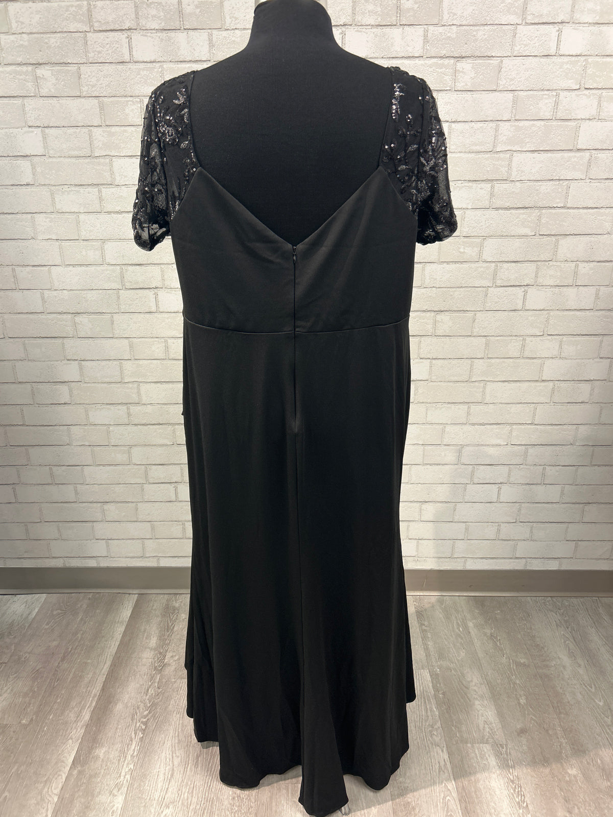 Black Sequin Sleeve Formal Dress