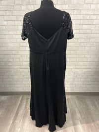Black Sequin Sleeve Formal Dress