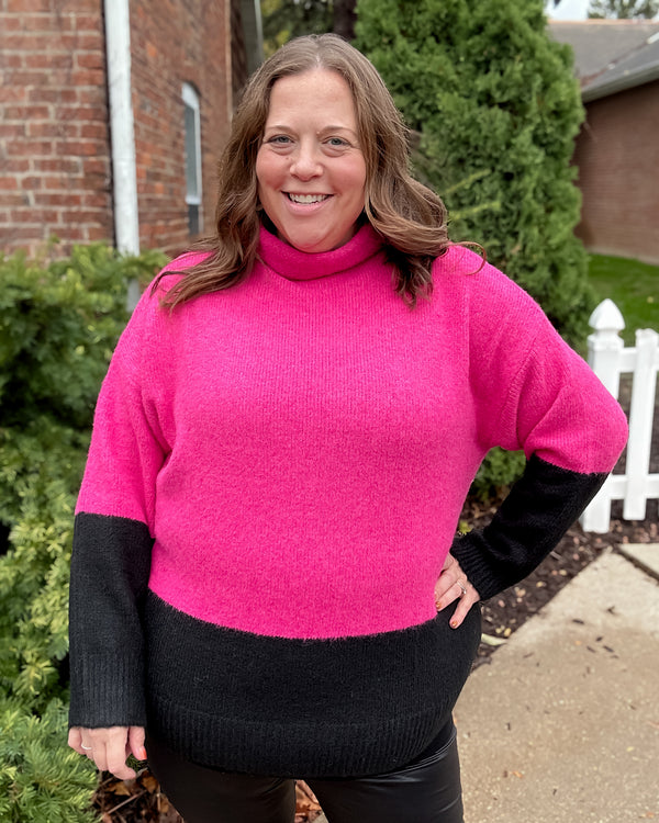 Colorblock Sweater | Pink & Black