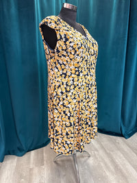 Navy & Yellow Floral Sleeveless Dress - Maggy London