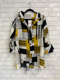 Black/White/Yellow Button Down - Pretty Woman