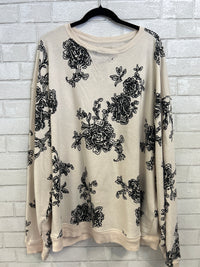Cream/Black Floral Sweatshirt - Free People