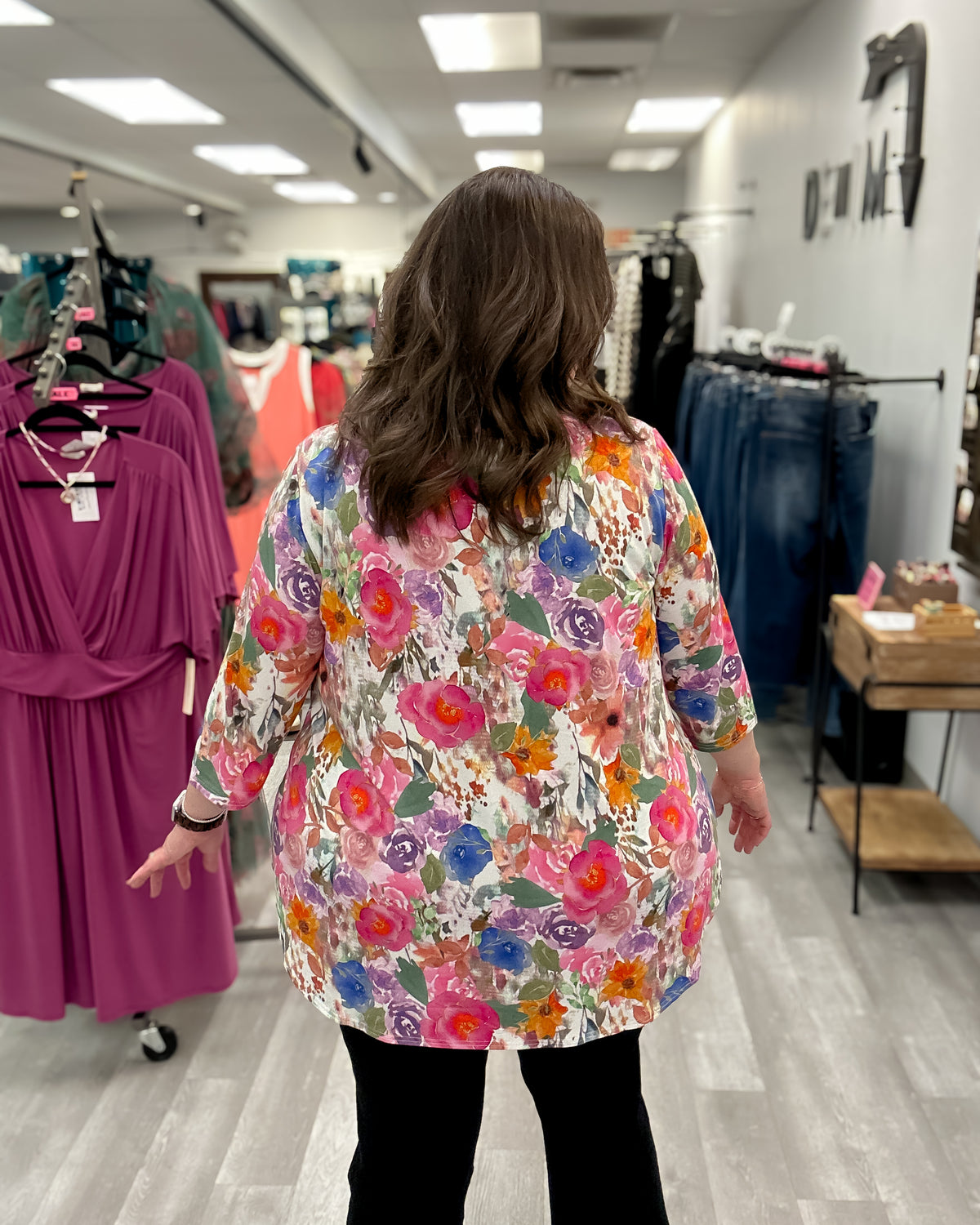 Jackie 3/4 Sleeve Bamboo Top | Pink Bouquet