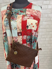Brown Leather Woven Purse