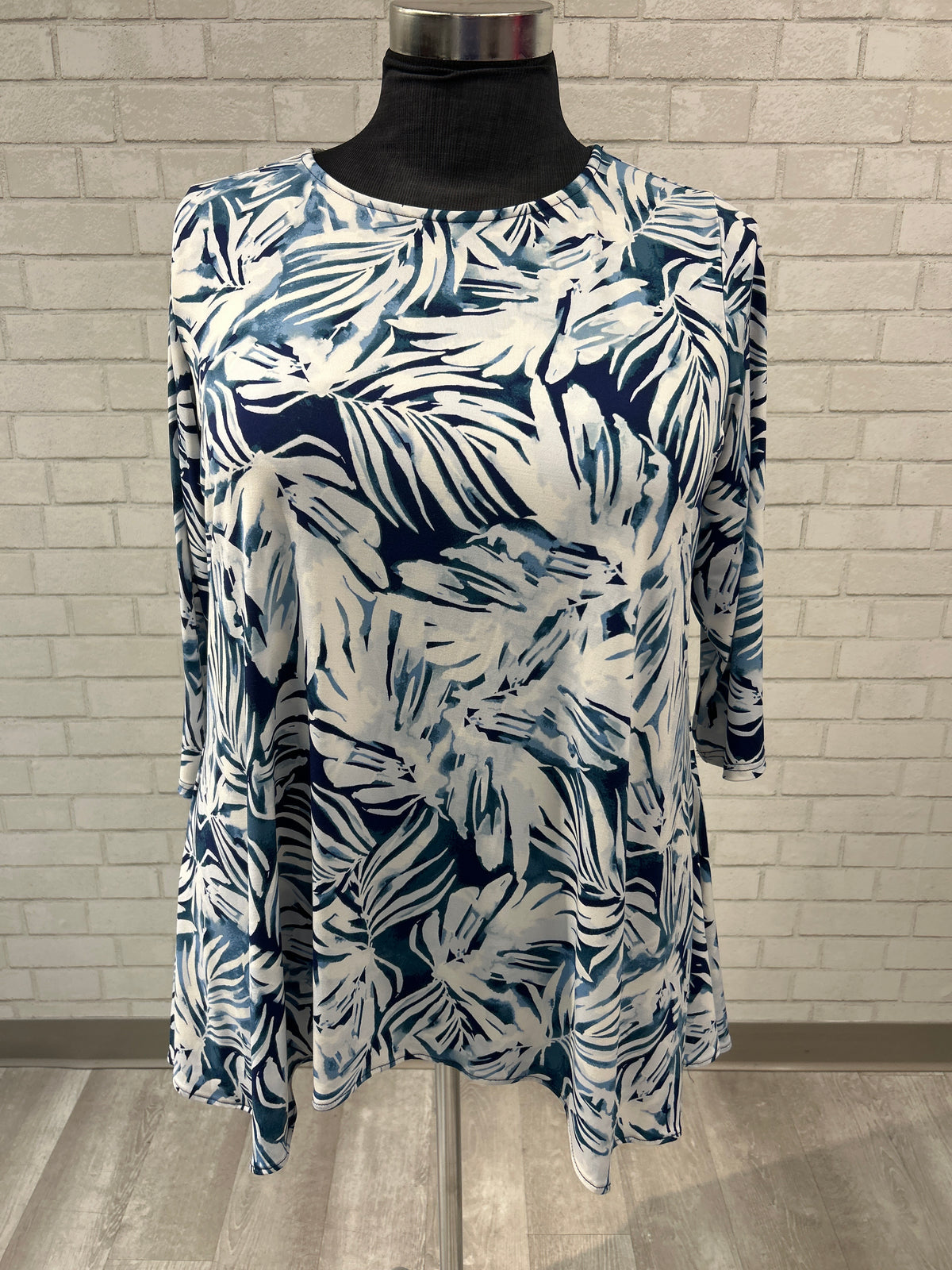 Teal Leaf Print Tunic - Alfani