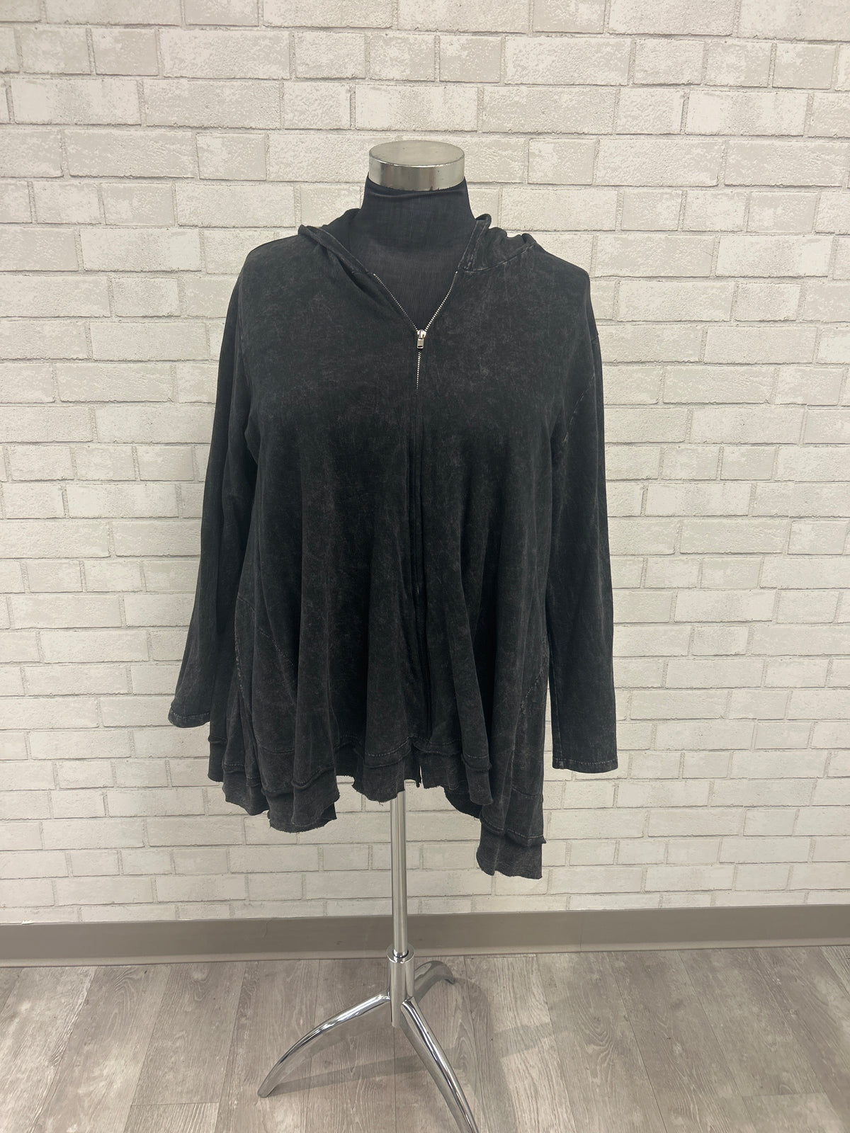 Charcoal Zip Up Swing Hoodie - Jess & Jane