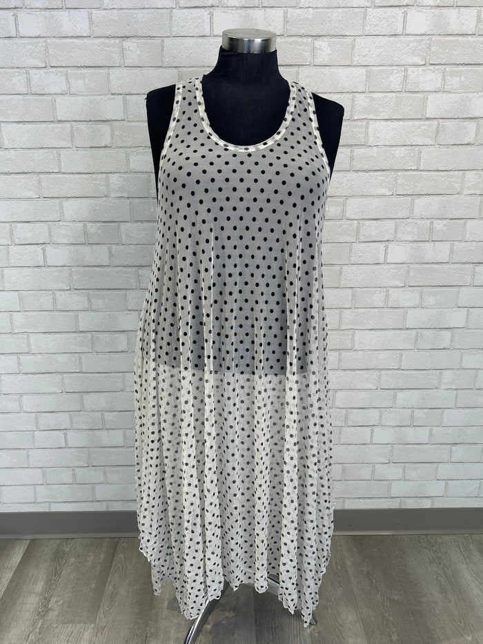 White Polka Dot Mesh Vest - Reina Lee