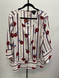 White w/ Blue & Red Flowers/Stripes - Liz Claiborne