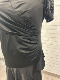 Black Sequin Sleeve Formal Dress