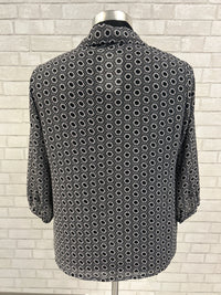 Black/White Geo Print Blouse - Rose & Olive