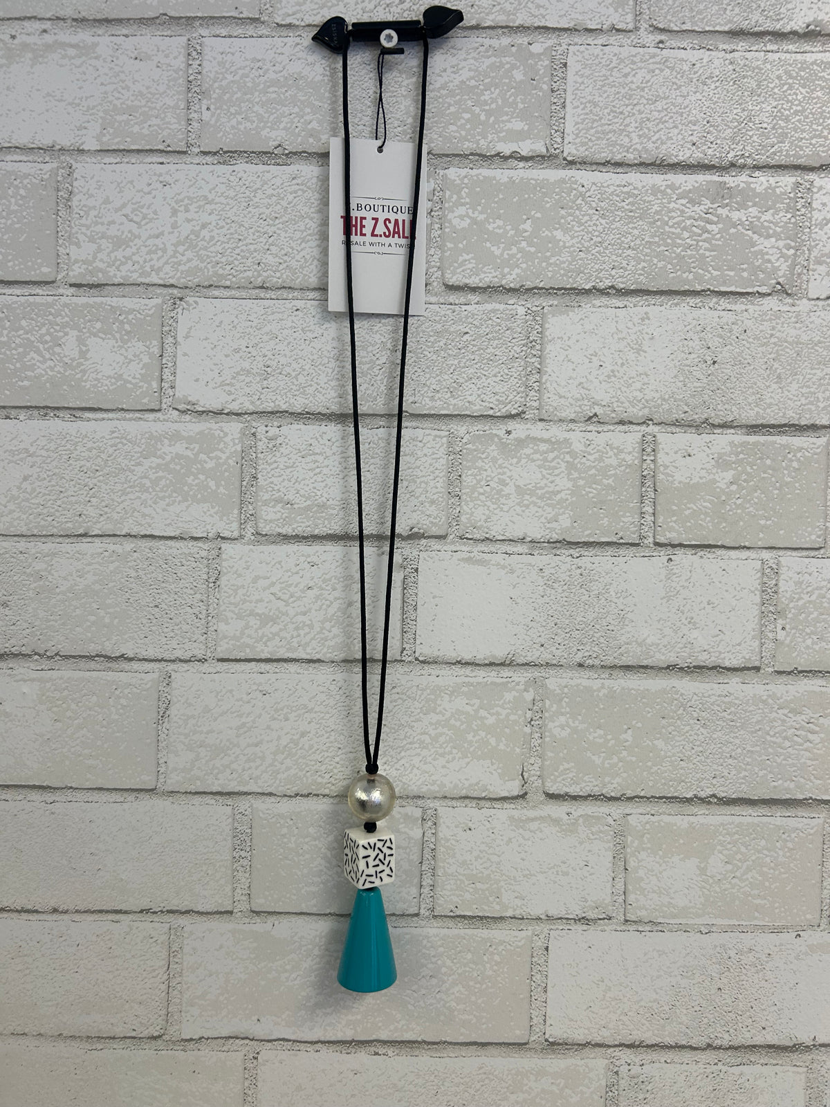 Teal & White Geometric Necklace