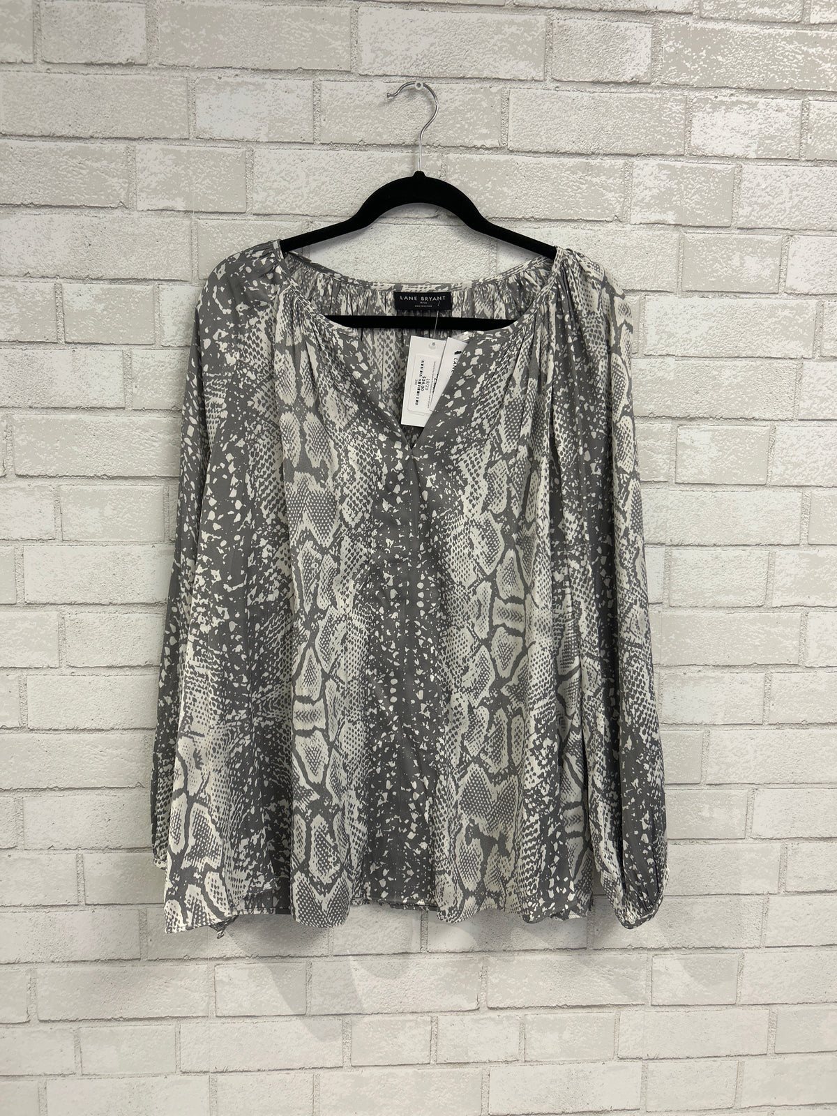Ivory/Grey Snake Print Blouse - Lane Bryant