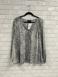 Ivory/Grey Snake Print Blouse - Lane Bryant