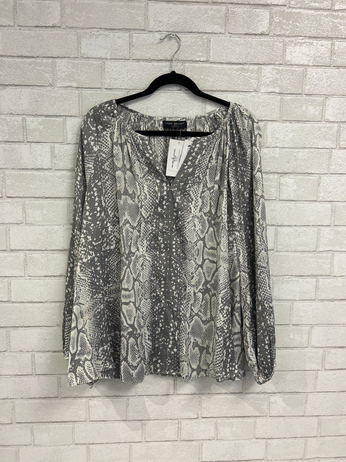 Ivory/Grey Snake Print Blouse - Lane Bryant