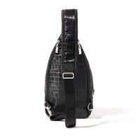 Central Park Sling in Black Croc Jacquard