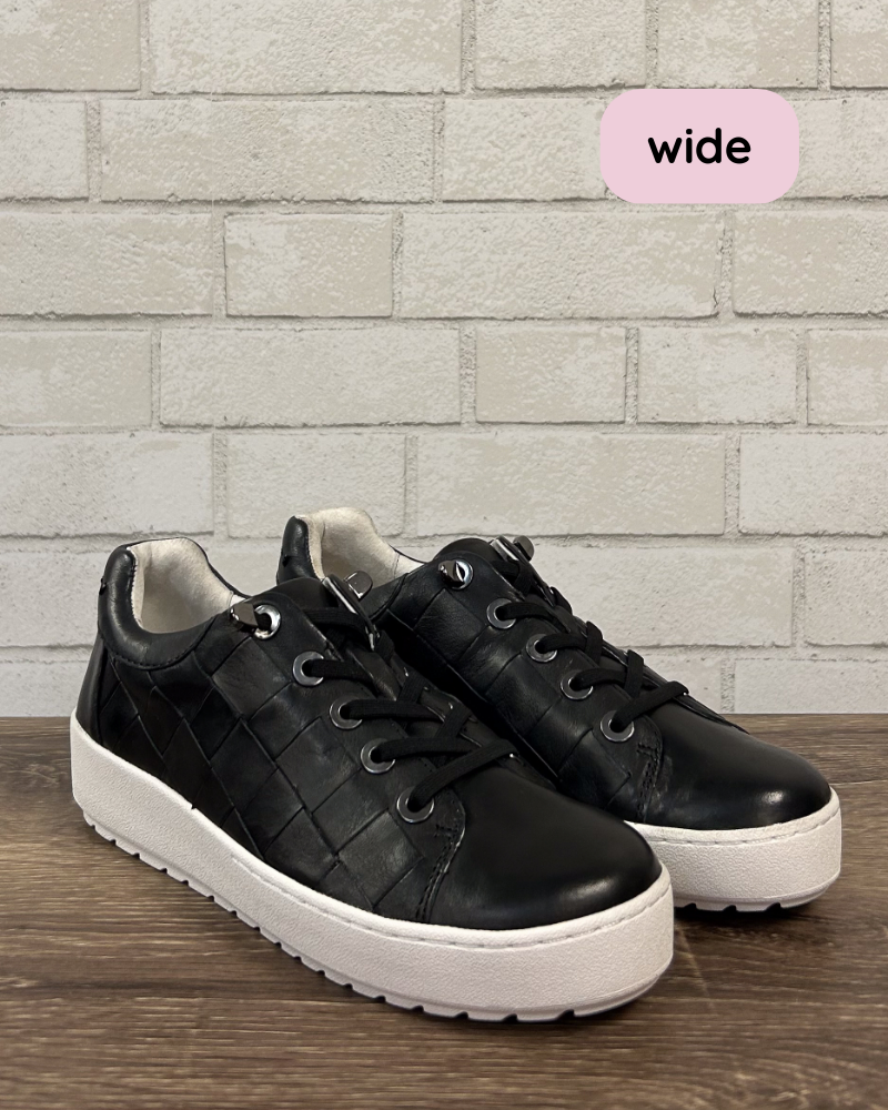 Jambu Chloe Basketweave Sneaker in Black. Wide Width