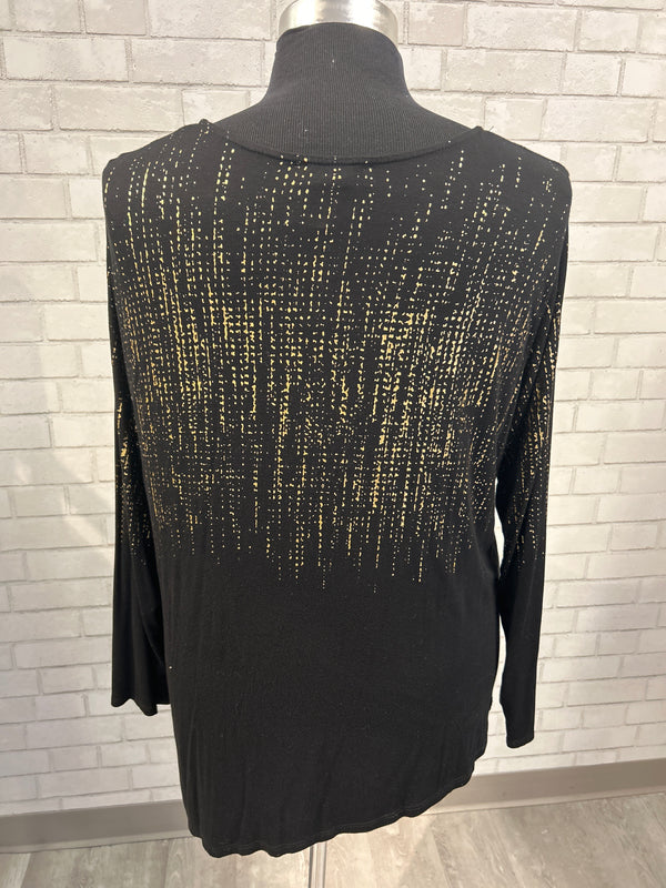 Black & Gold Printed Top - Karen Kane