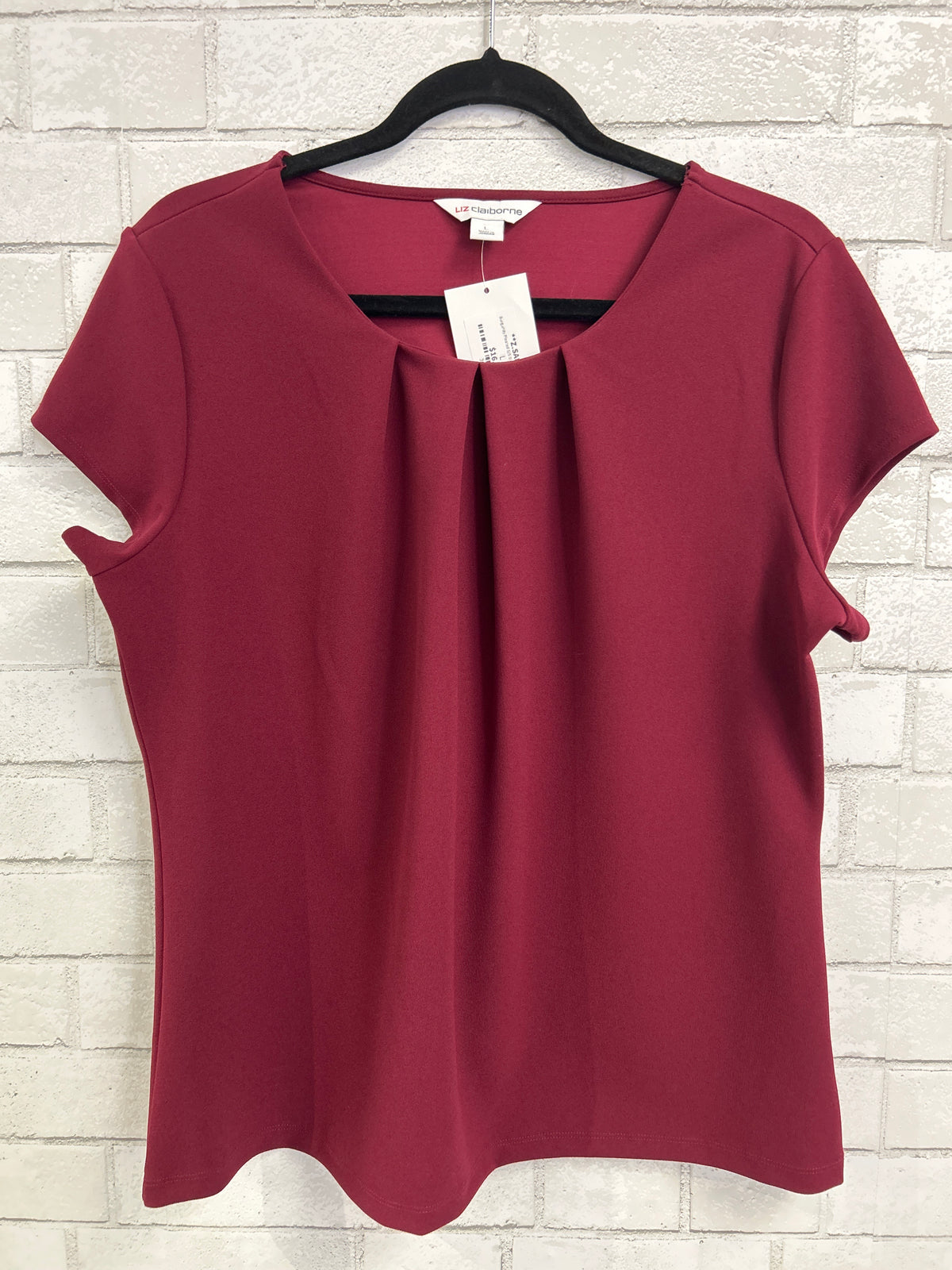 Burgundy Pleated S/S Blouse - Liz Claiborne
