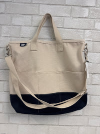 Navy/Oat Beach Bag - Lands End