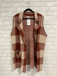 Burnt Orange Plaid Vest - Maurices