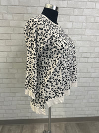 White/Black Leopard Pullover - Jane + Delaney