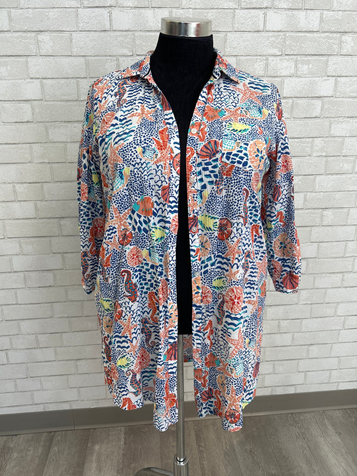 Ocean Print Button Up Shirt - Talbots