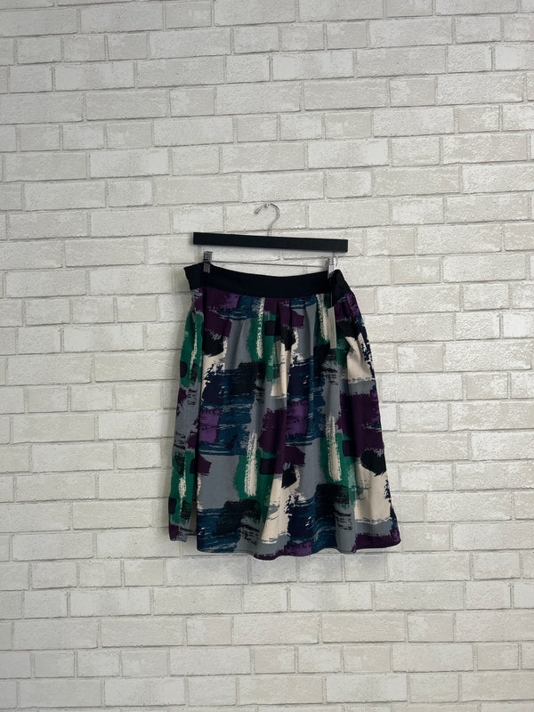 Multi Color Brush Stroke Print Skirt - Triste