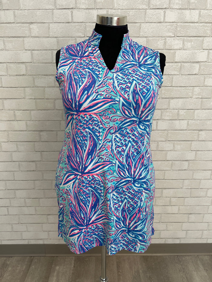 Blue/Pink Print Collared Dress - Lulu B