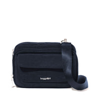 Modern Double Zip Crossbody | French Navy Twill