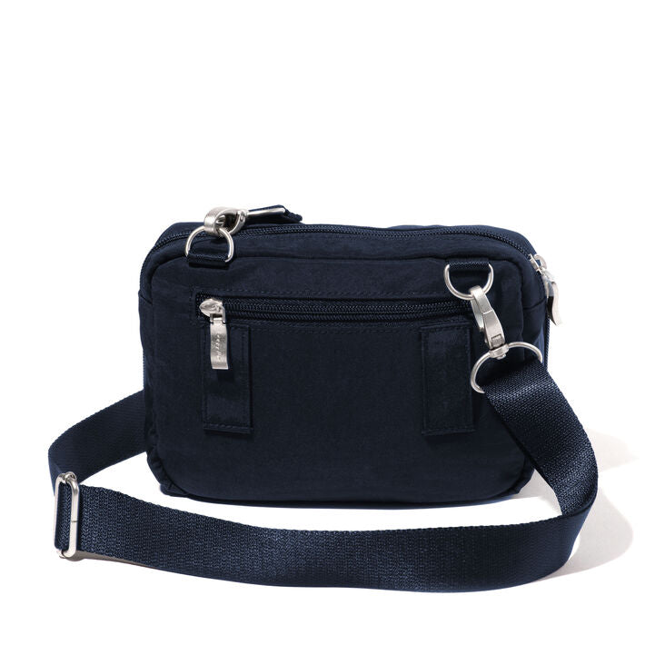 Modern Double Zip Crossbody | French Navy Twill