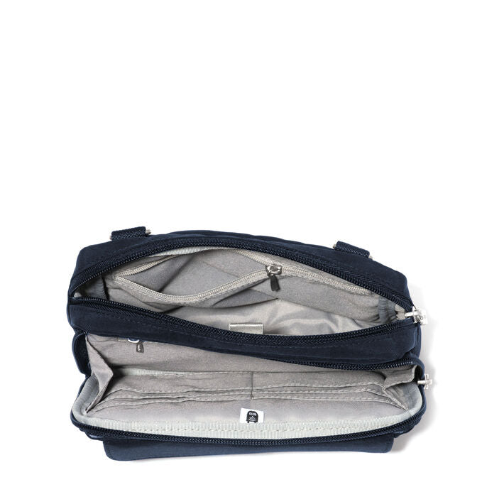 Modern Double Zip Crossbody | French Navy Twill