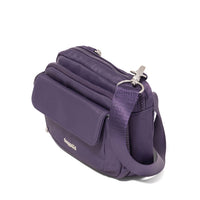 Modern Double Zip Crossbody | Deep Grape Twill