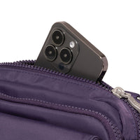 Modern Double Zip Crossbody | Deep Grape Twill