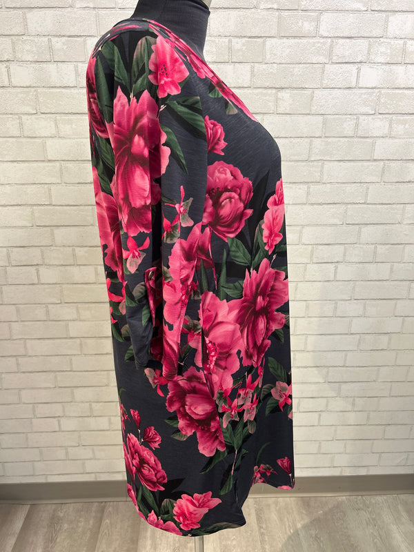 Grey Pink Floral Dress - Dear Scarlett