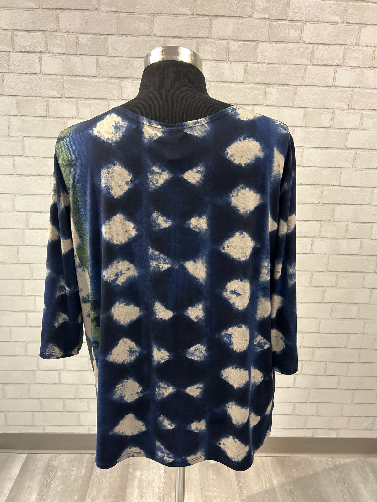 Navy/Green Printed Top - Clara Sun Woo