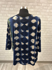 Navy/Green Printed Top - Clara Sun Woo